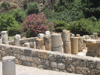 Pillars from the temples including Caesarea and Pan