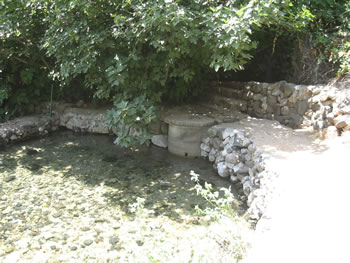 Water in a pool today that comes from a spring that is near the old cave of the pagan shrine