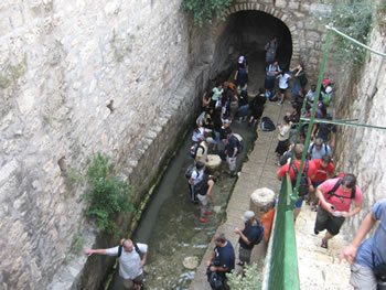 The traditional site of the Pool of Siloam which in 2004-05 was discovered to be a channel to continue the flow of water to a much larger pool.