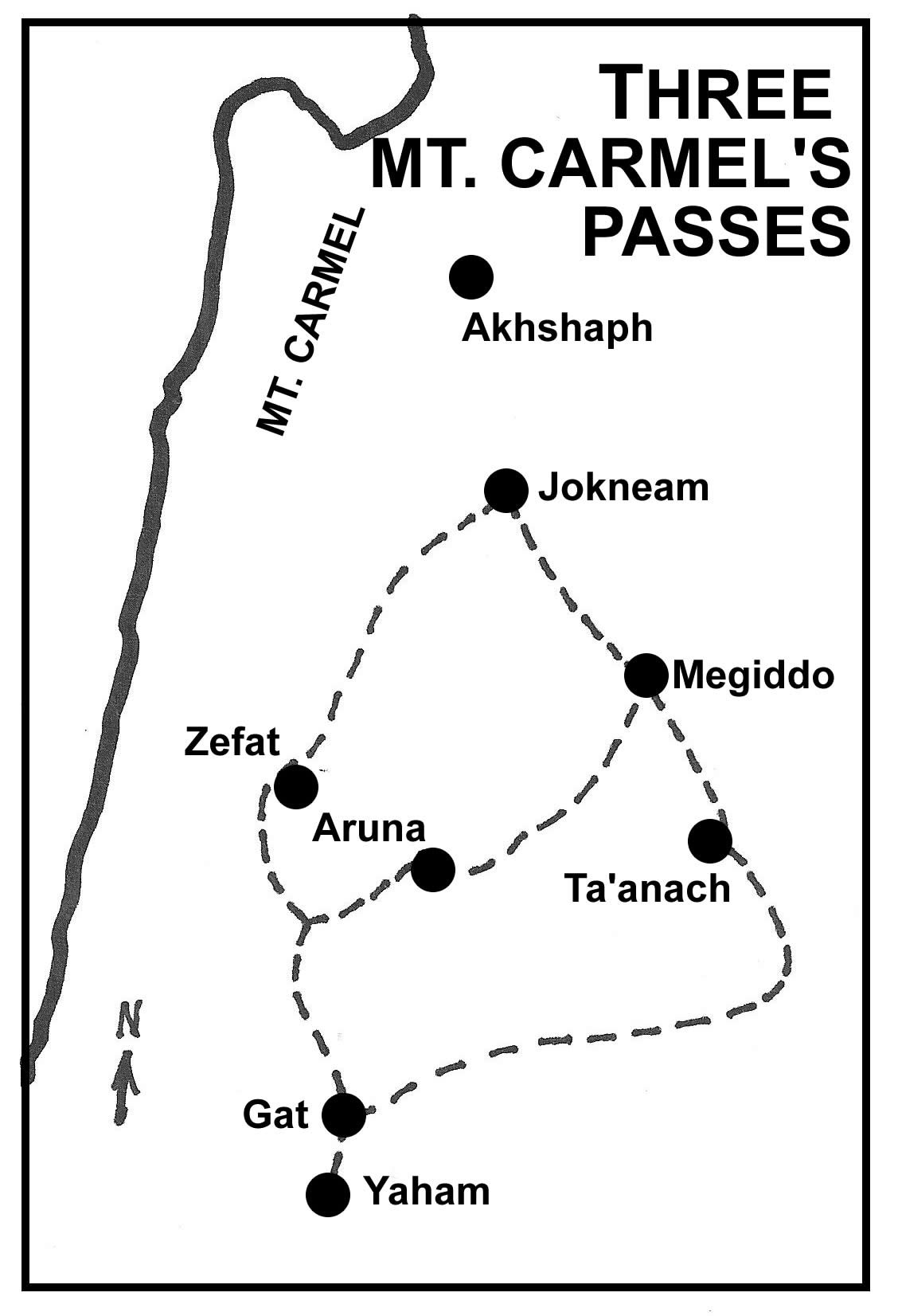 Three passes through Mount Carmel and its foothills into Jezreel Valley