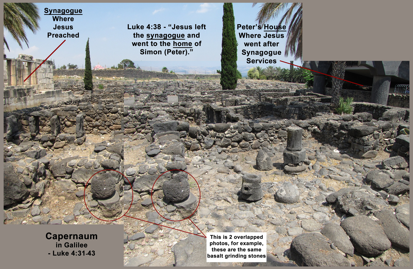 Overview of Capernaum with Synagogue, Peter's House, Residential Area