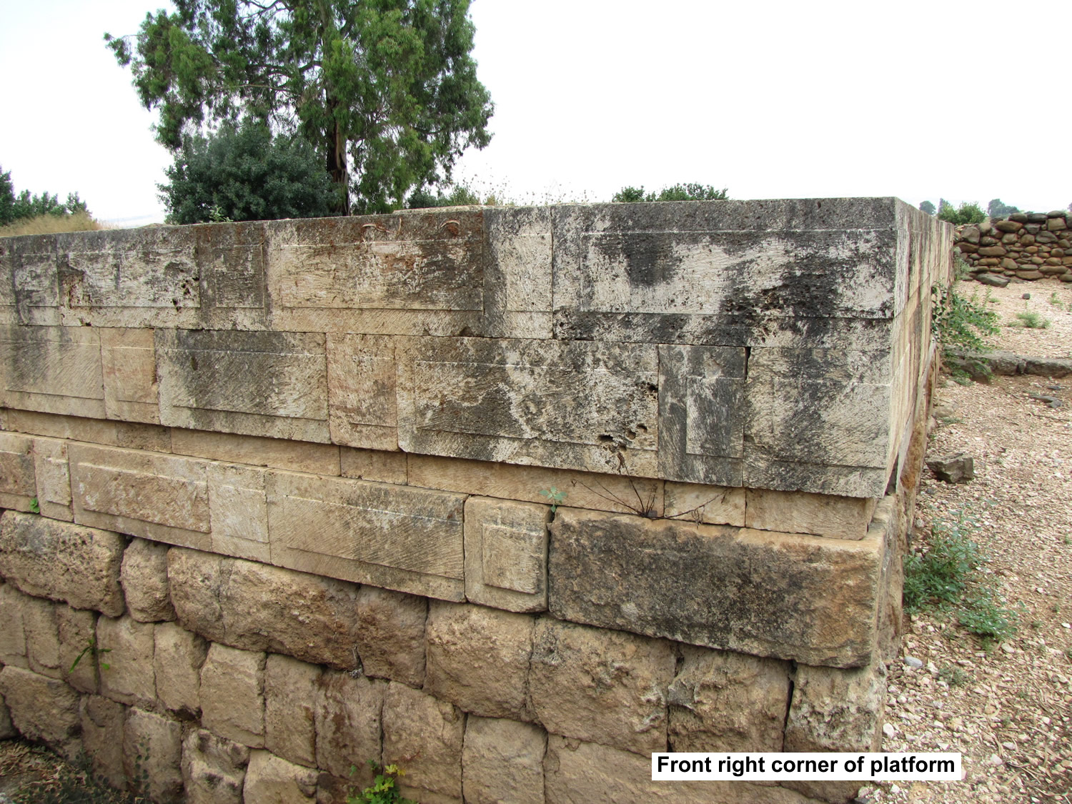 Front right corner of Golden Calf platform at Temple Shrine in Dan Israel