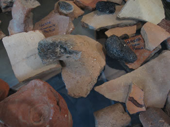 These are some potsherds we found in Hazor.