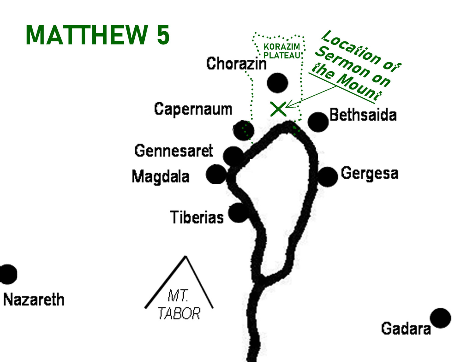 Korazim Plateau Map Sermon on Mount North Galilee