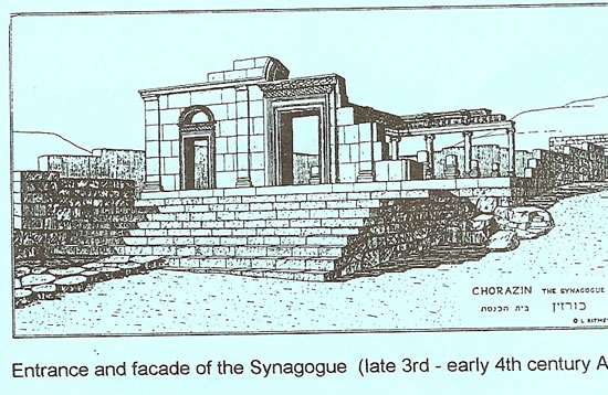 Drawing of the synagogue taken from text of Jerusalem University College.