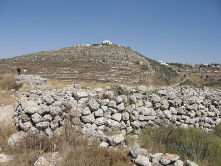 Standing at the northwest corner looking down the wall of the north end.  The west wall runs to the right off the picture.  This is the end where the holy of holies would have been.