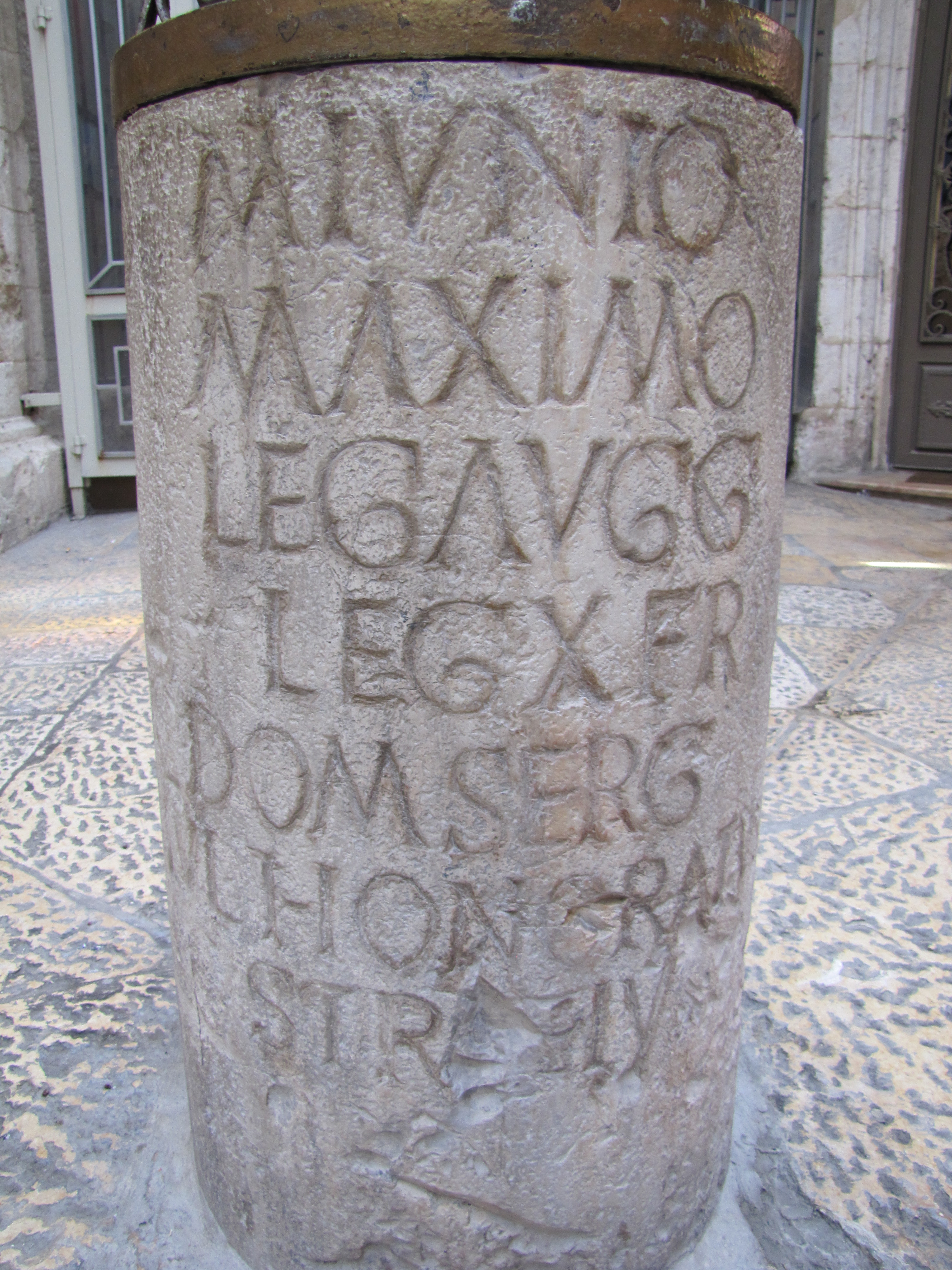 Roman Column 200 AD Tenth Roman Legion Jerusalem Marco Iunio Maximo Legionis X Fretensis