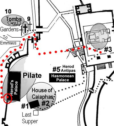 Pilate Judgment Seat Gabbatha Stone Pavement Praetorium Jesus Trial locations map Jerusalem