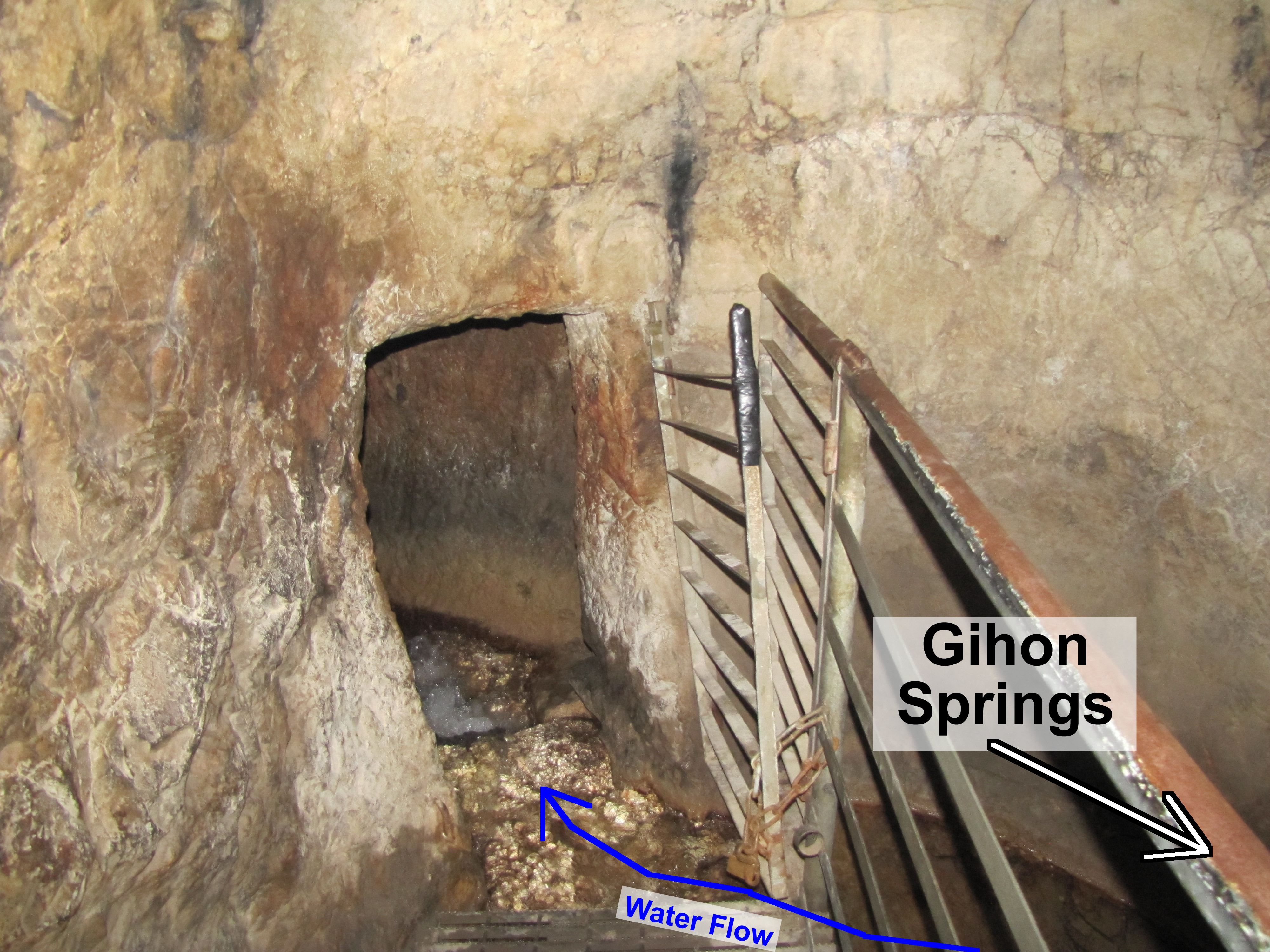 in gihon Springs Entering, tunnel that leads to Hezekiah's tunnel