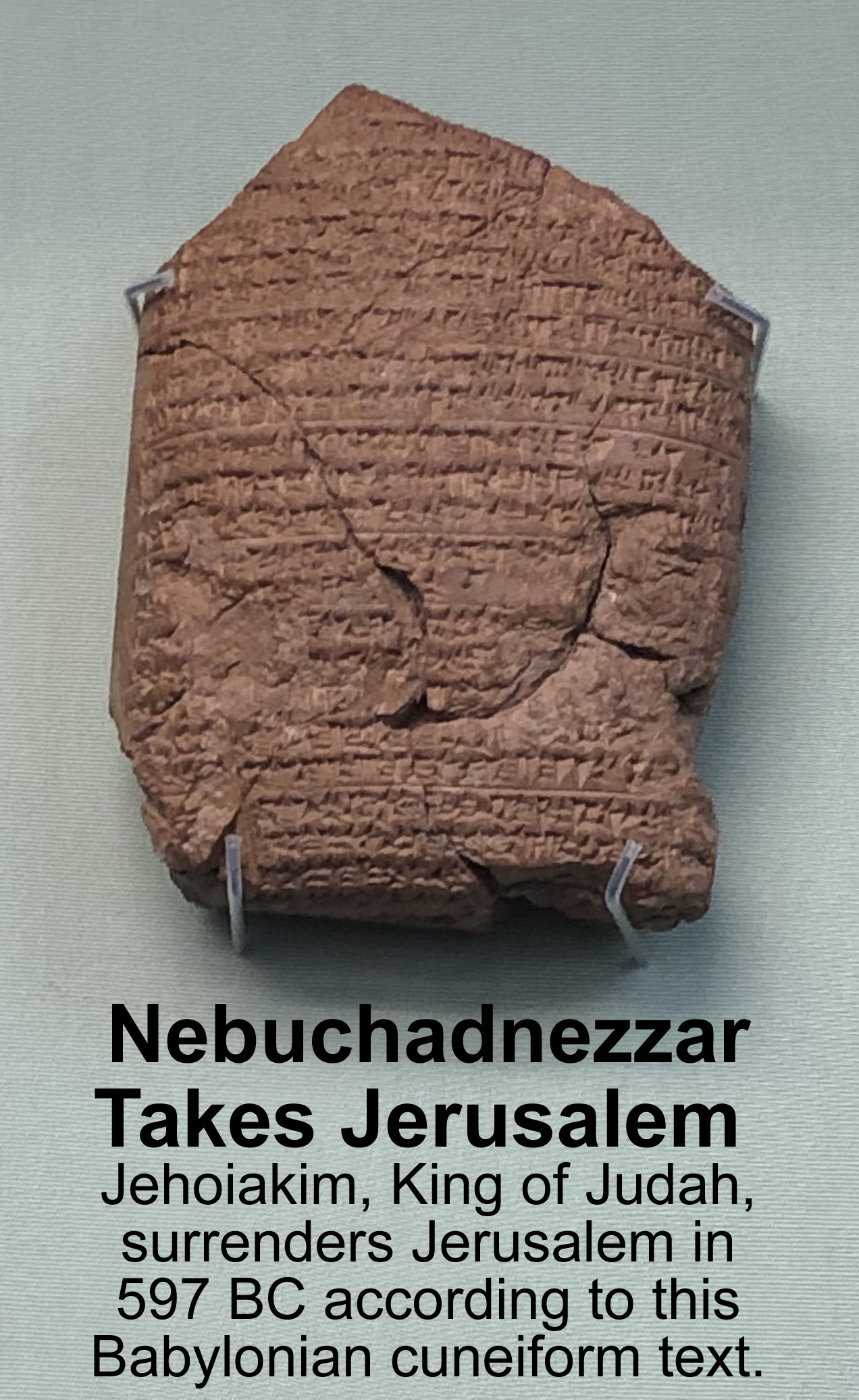 Nebuchadnezzar's discription of taking Jerusalem in 597 on cuneiform tablet in Babylonian Chronicles