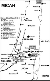 Micah Map - cities in Micah chapter one