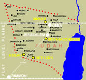 Zechariah 14:10 - map of Geba to Rimmon and the Gates in Jerusalem