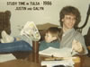 Galyn and oldest son study in 1986 in Tulsa