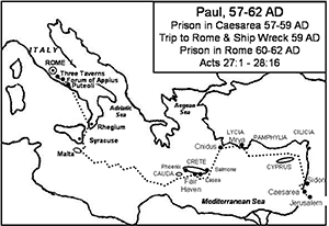 Paul's Trip to Rome on the Prison Ship 57-62 AD Acts 27:1-28:16