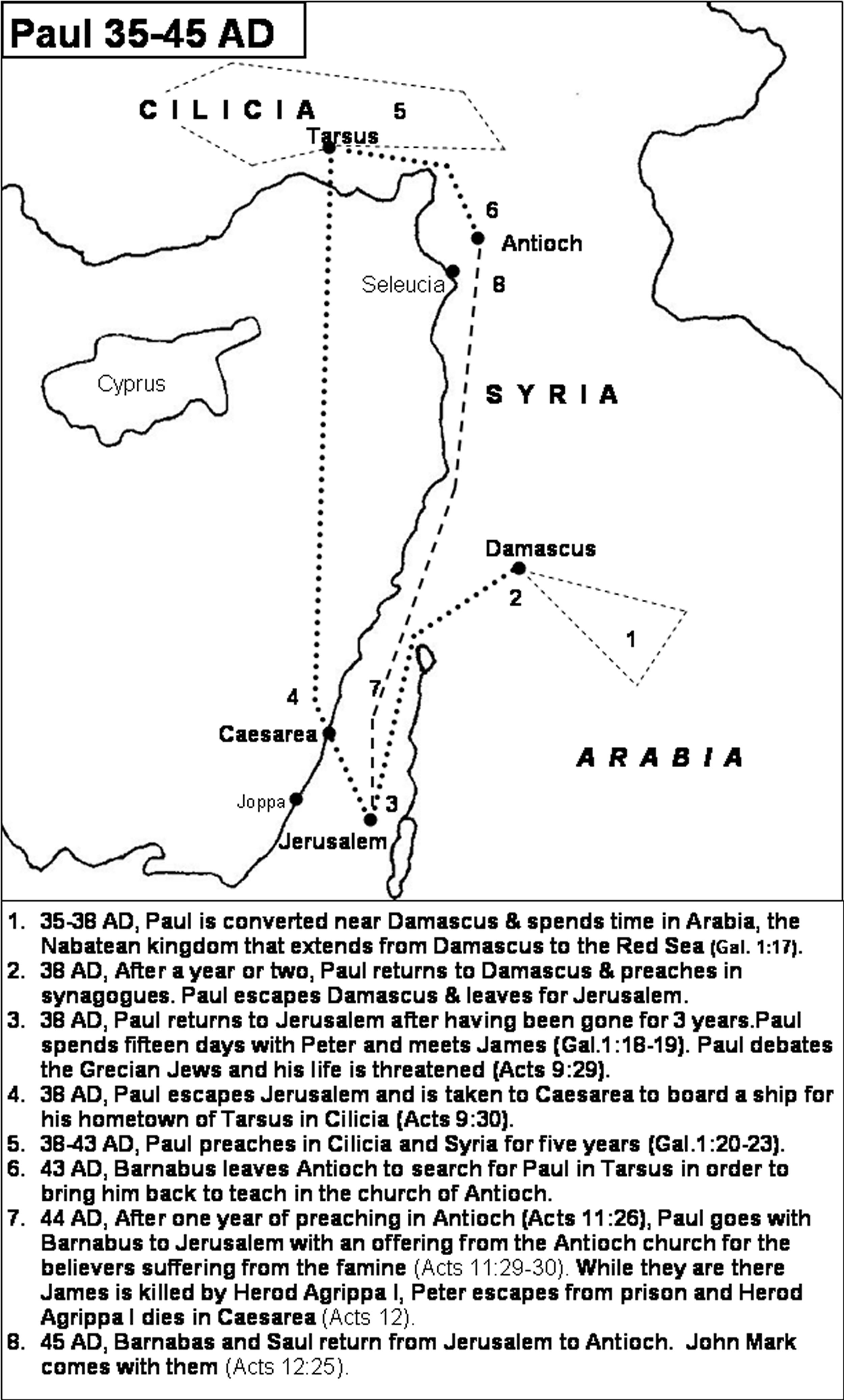 107 Paul 35 45 AD Damascus Arabia Jerusalem Cilicia